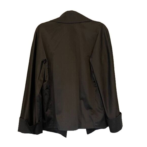 Chico's Satiny Wrap/Tie Open Blazer, Charcoal Gray, Cuffed Sleeves, Size M - Picture 3 of 12